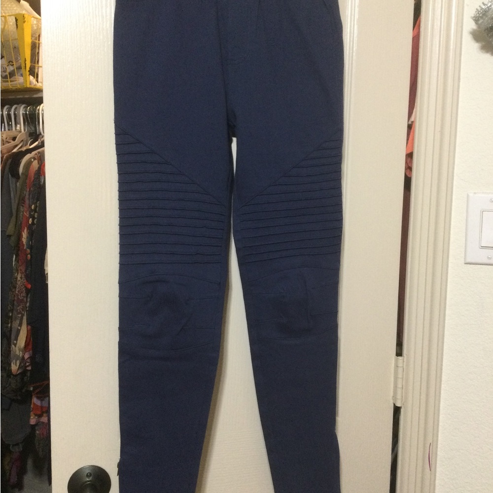 Umgee Blue Textured Track Pants with Elastic Waistband